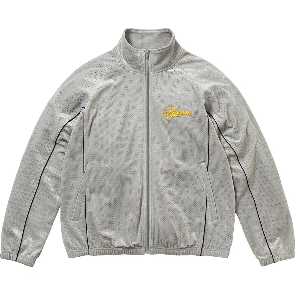 Толстовка велюровая с сеткой SS26 WEEK6 Velour Mesh Track Jacket Unisex Supreme, Silver/Silver