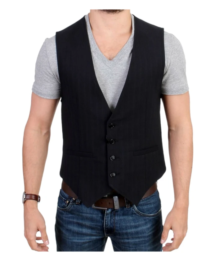 

Полосатый хлопковый жилет для отдыха Costume National, черный