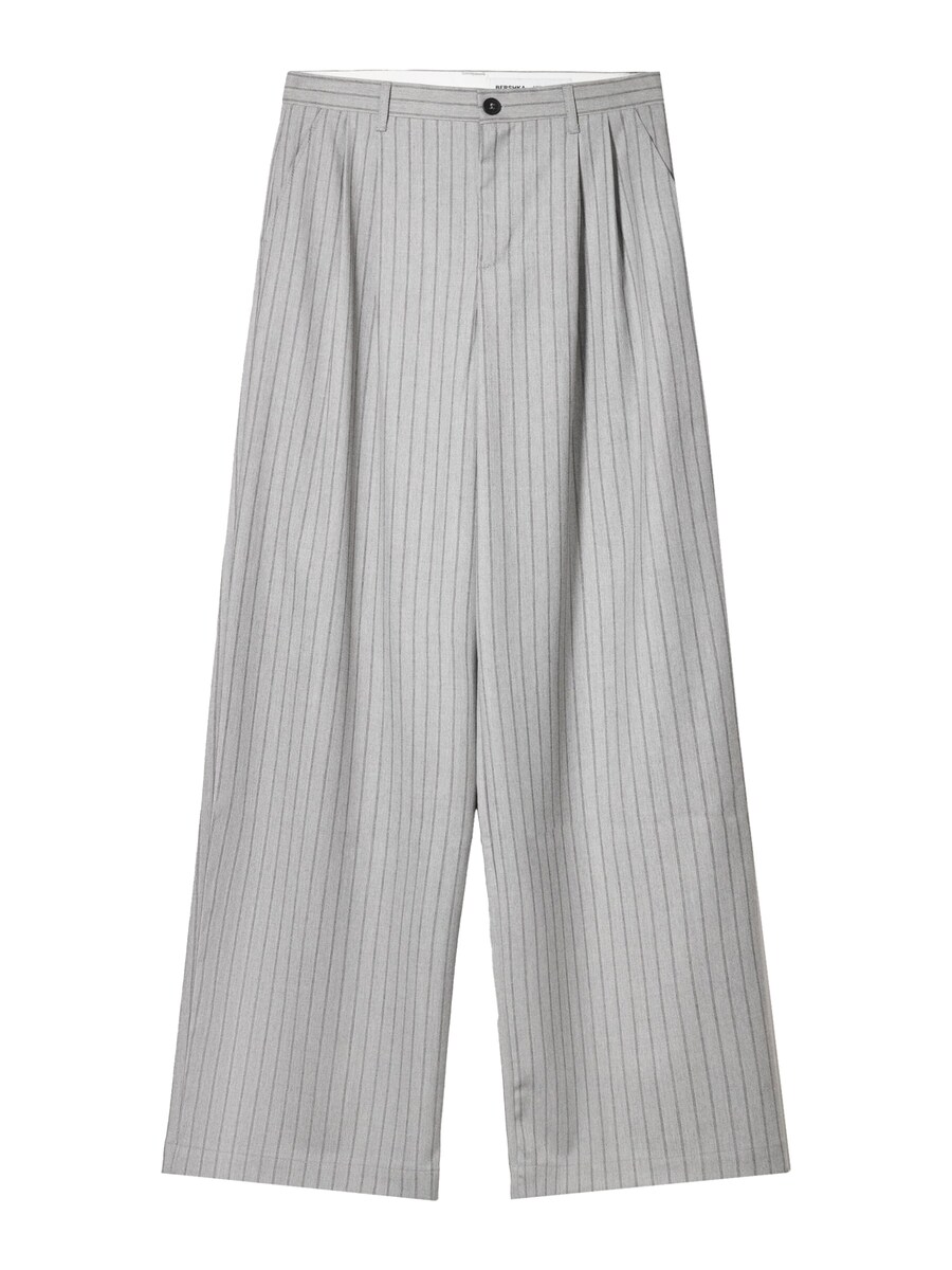 

Широкие брюки со складкой спереди Bershka, цвет Grey/Light grey