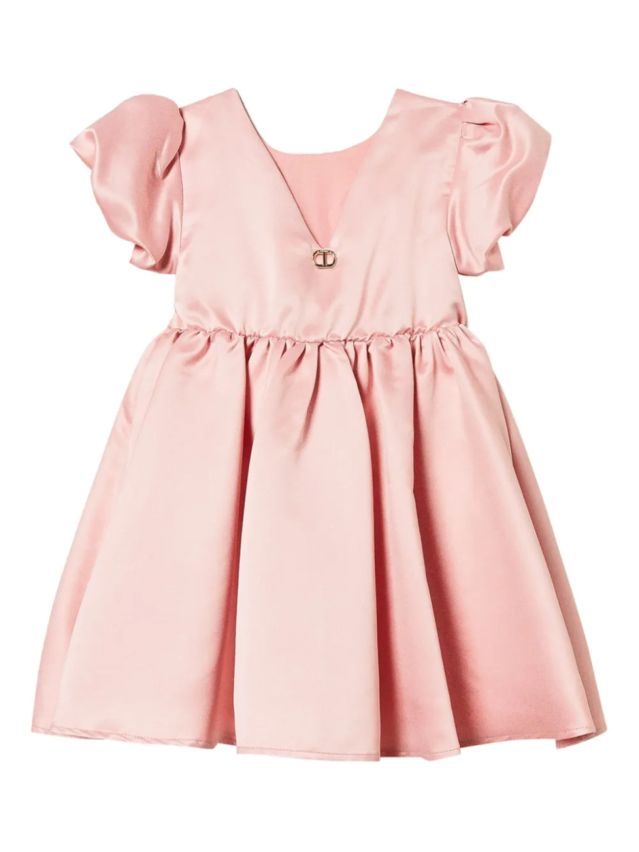 Платье из атласа с цветочной аппликацией TWINSET Kids, розовый — фото 2