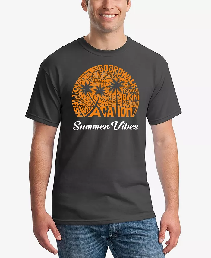 

Мужская футболка с принтом Summer Vibes Word Art LA Pop Art, серый