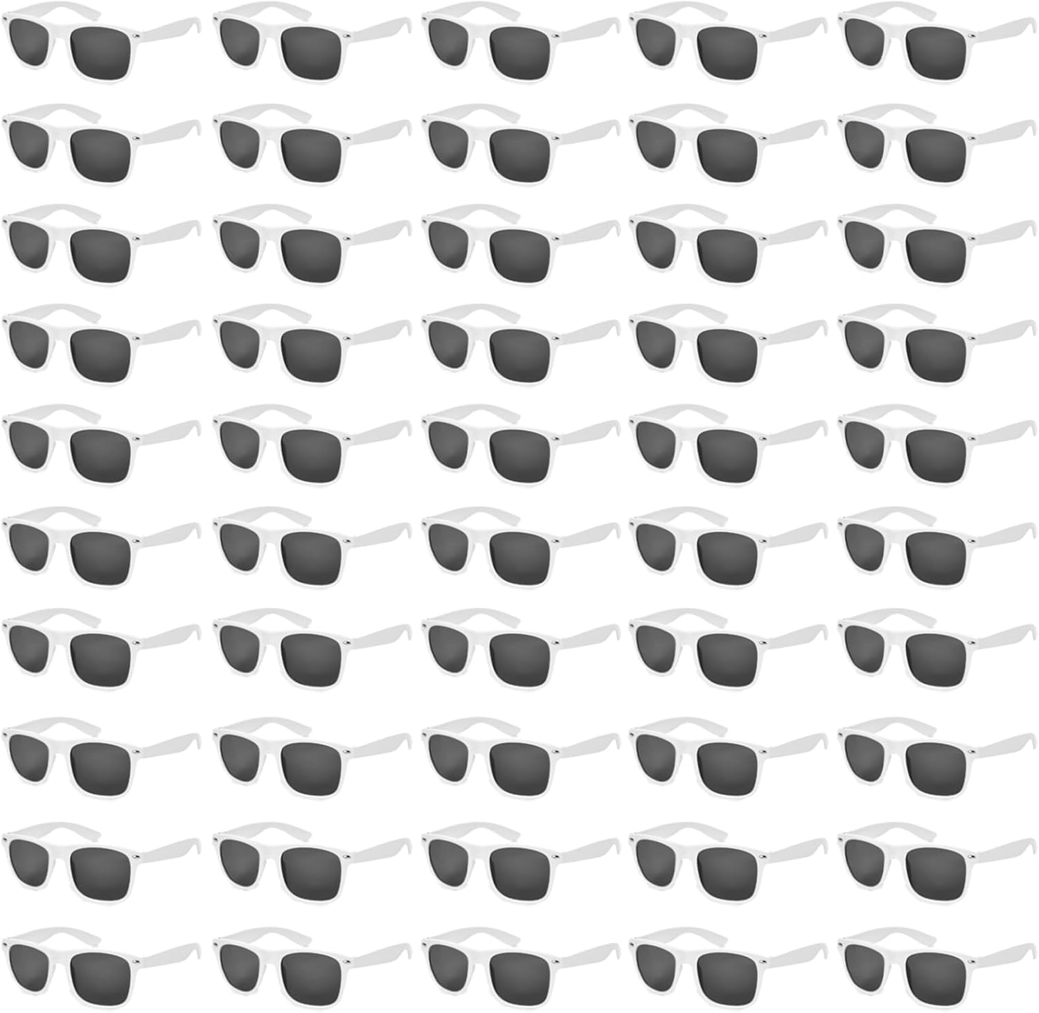 

Набор ретро-солнцезащитных очков в стиле 80-х, квадратная форма, защита UV400, упаковка 20/50 штук, идеально подходит для вечеринок, пляжа, свадьбы, бассейна, дня рождения SIEYEWER, White-50 Packs