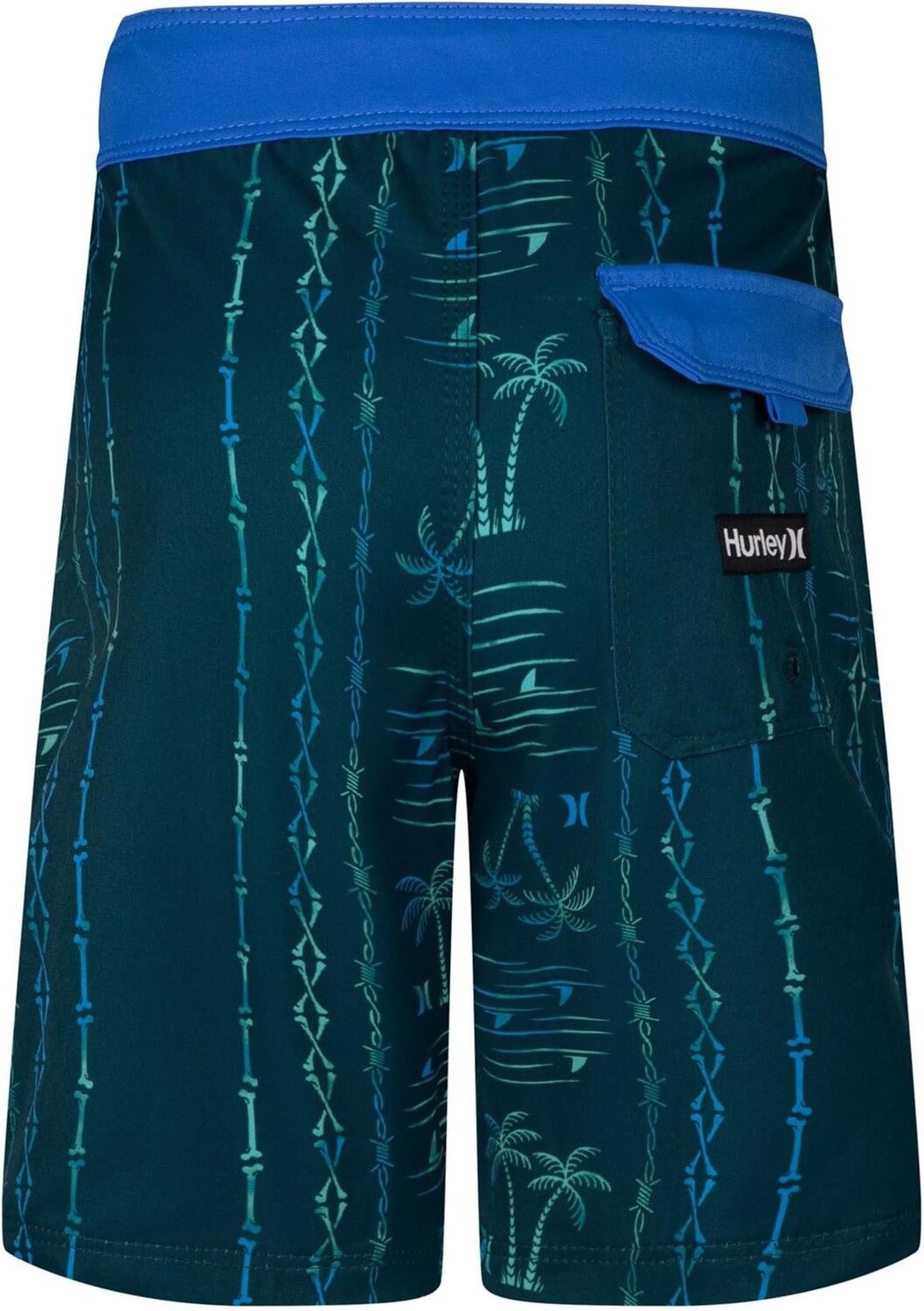 Шорты для плавания Hurley Kids Palm Stripe Board Shorts, цвет Midnight Teal — фото 3