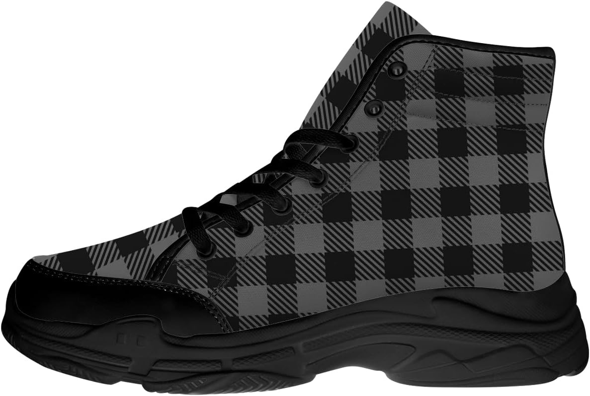 

Мужские и женские кроссовки на высокой подошве в клетку буйвола, текстильные платформы на шнуровке, подарки для него и для нее Generic, черный