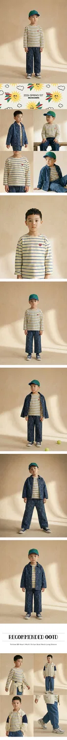 Детский лонгслив Belita&Boys Bb Heart Multi Stripe Boat Neck жёлтого цвета — фото 3