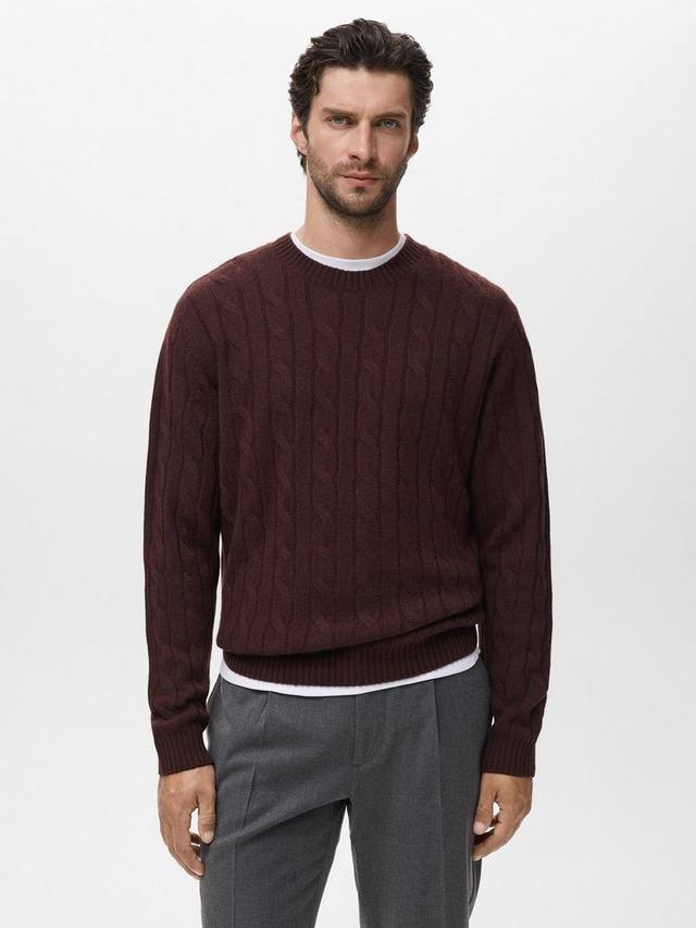 

Бимбо шерстяной джемпер с круглым вырезом Mango, Dark Red