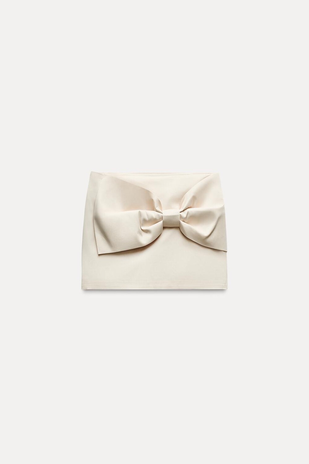 

Атласная мини-юбка с бантом ZARA, экрю