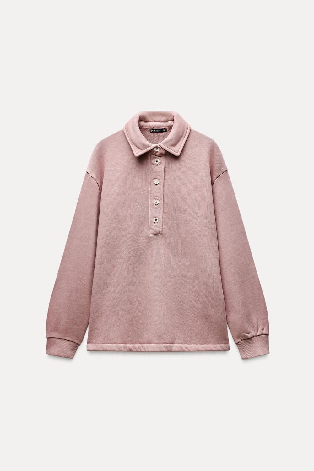 

Свитер с воротником-поло ZARA, светло-розовый