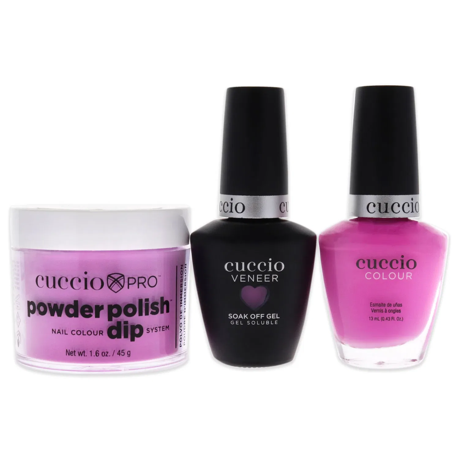 Набор Match Makers Plus Dip - Take On Me от Cuccio Colour для женщин - 3 предмета: 1,6 унции профессионального порошкового лака для ногтей, 0,44 унции геля для снятия покрытия Veneer, 0,43 унции цветного лака для ногтей — фото 2