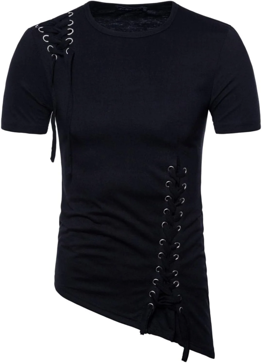 

Мужская футболка с коротким рукавом Slim Irregular Design и плетеным шнуром