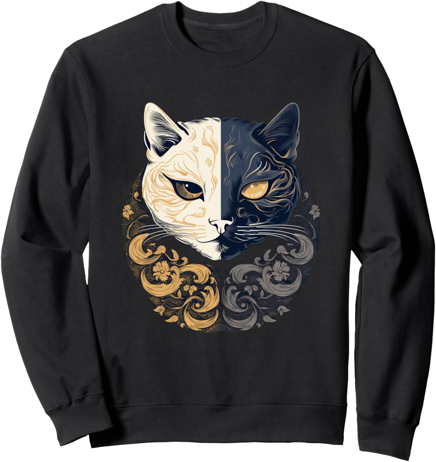 

Милая толстовка с изображением котенка Инь-Ян в стиле аниме, каваи Japanese Otaku Sweet Cat, черный