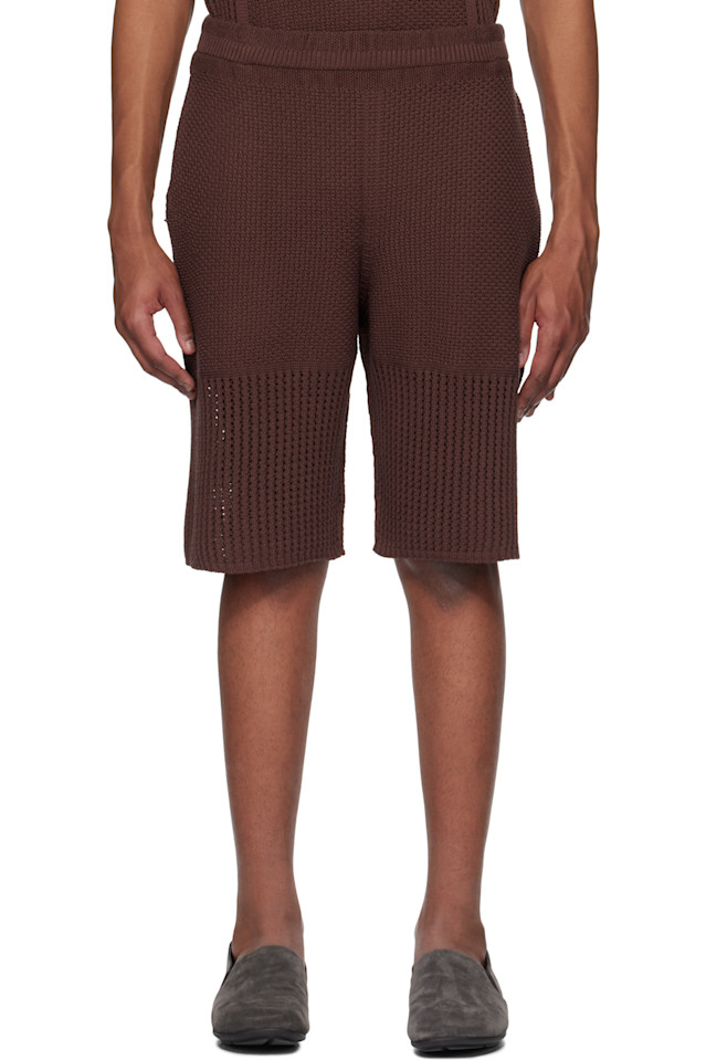 

Шорты вязаные в деревенском стиле Homme Plissé Issey Miyake, коричневый
