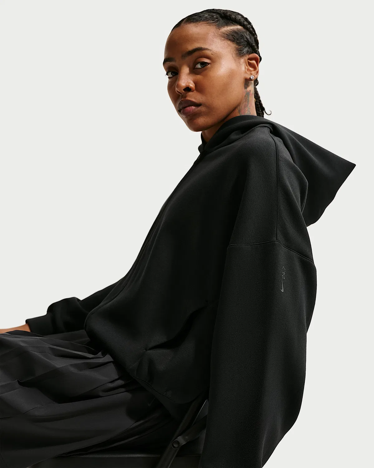 Женская худи на молнии Nike 24.7 ImpossiblySoft, Black/Dark Smoke Grey — фото 3
