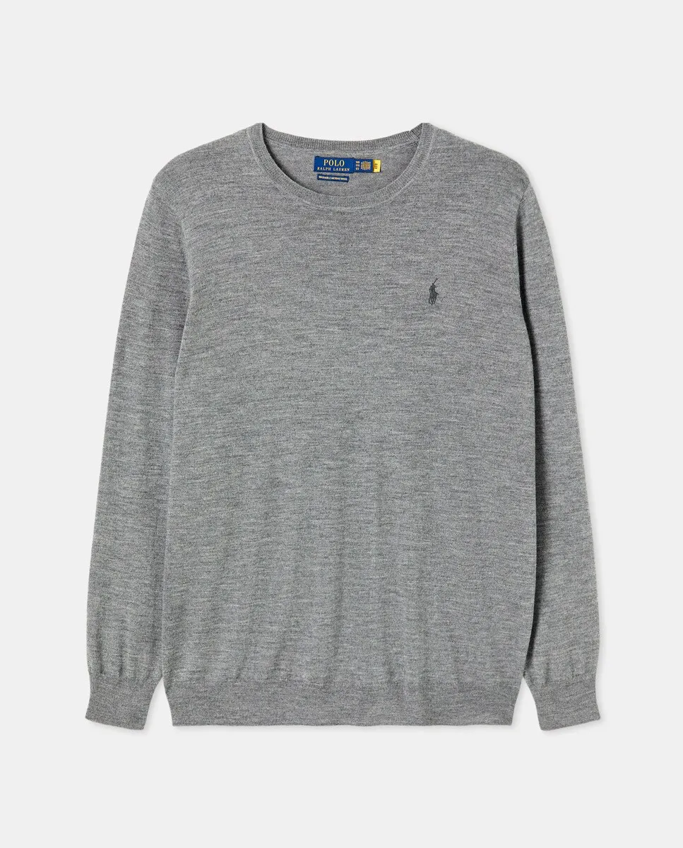 

Мужской свитер из шерсти мериноса больших размеров Polo Ralph Lauren, серый