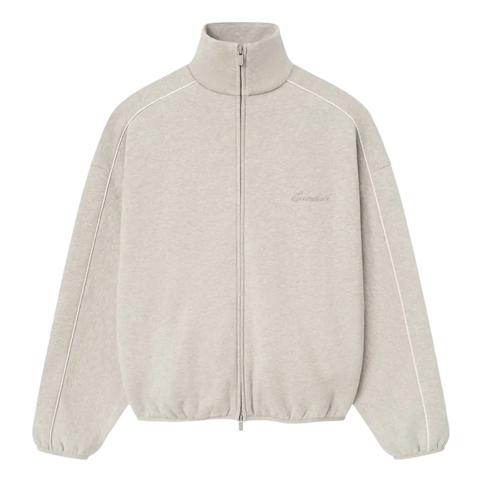

Спортивная флисовая куртка Fear of God Essentials с кантом, цвет «Heather Stone Cloud White»