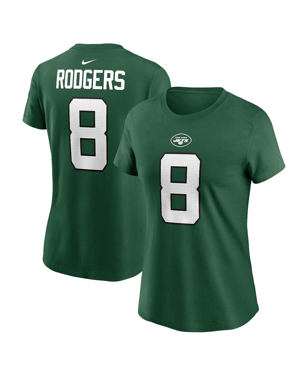 

Женская зеленая футболка Aaron Rodgers New York Jets с именем и номером игрока Nike, зеленый