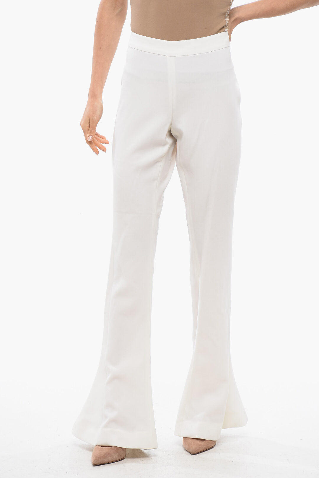 

Брюки Balmain Skinny Fit Bootcut с молнией сзади, белый