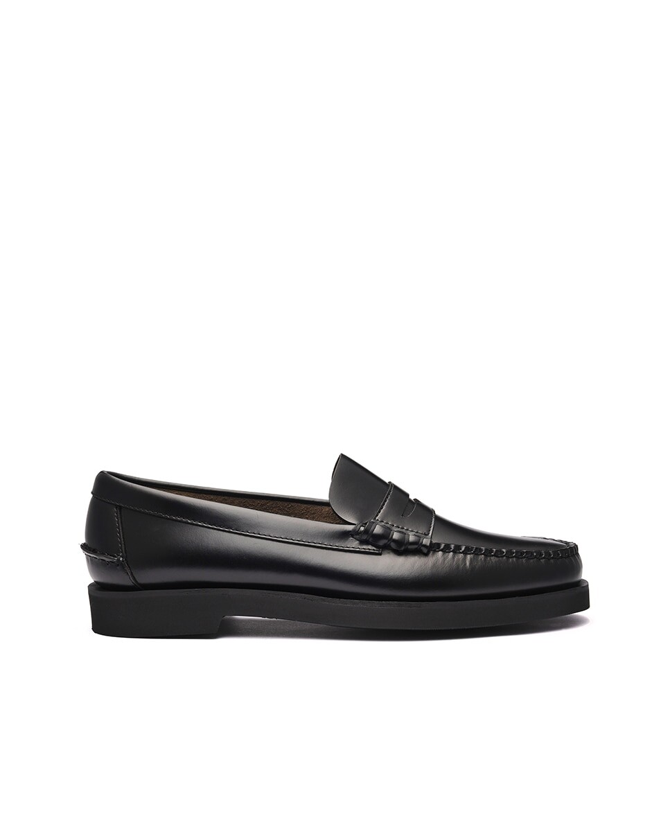 Широкие мужские кожаные мокасины черного цвета Sebago, черный