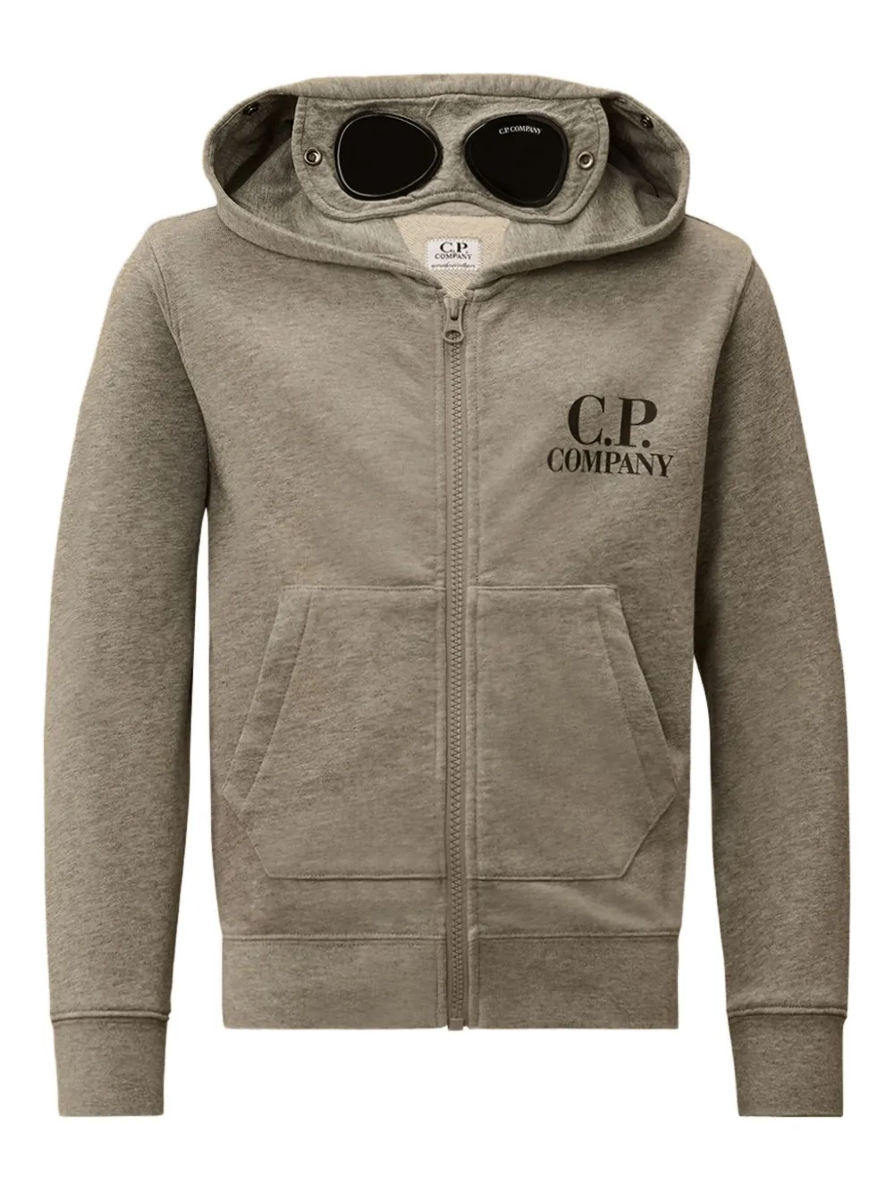 

Толстовка на молнии с отделкой в виде очков C.P. Company Kids, серый