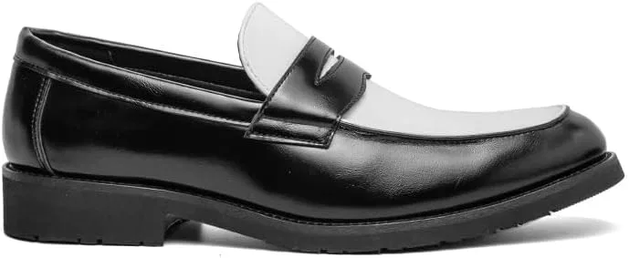Лоферы мужские кожаные двухцветные, Loafers for Men, Black and White PUGHGAETZF — фото 3