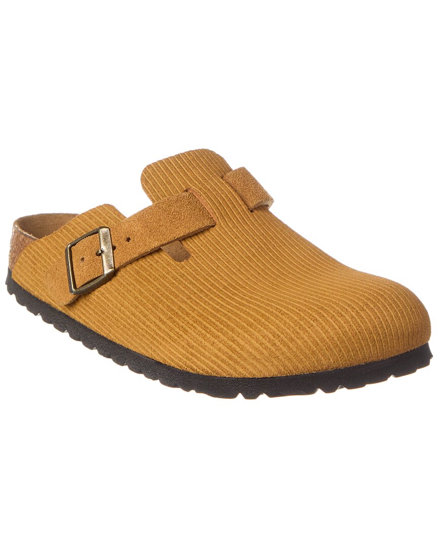 Узкие замшевые сабо Birkenstock Boston, бежевый