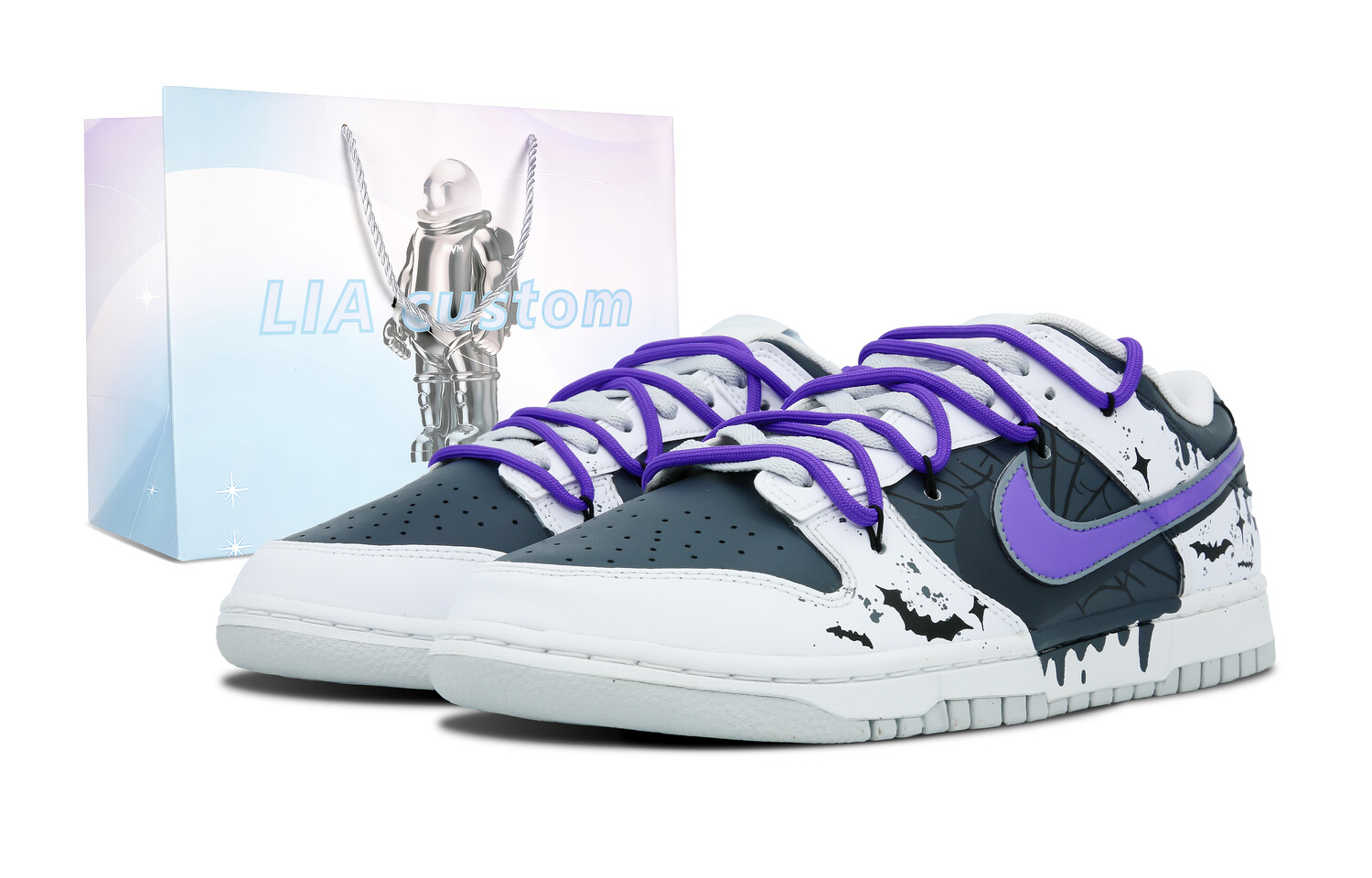 

Кроссовки Nike Dunk Skateboarding Shoes Men Low-top Dark Gray, фиолетовый