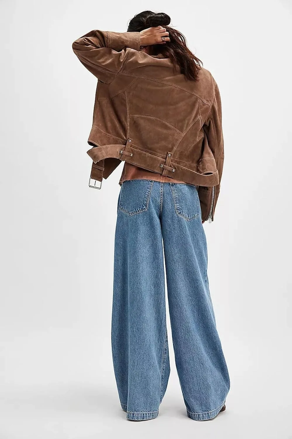 Брюки-джинсы baggy wide leg для женщин, vintage washed, mid rise — фото 2