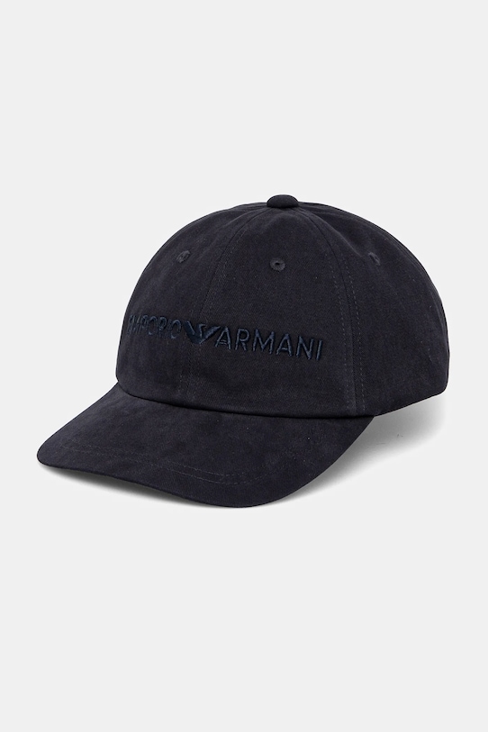 

Хлопковая кепка с козырьком Emporio Armani, темно-синий