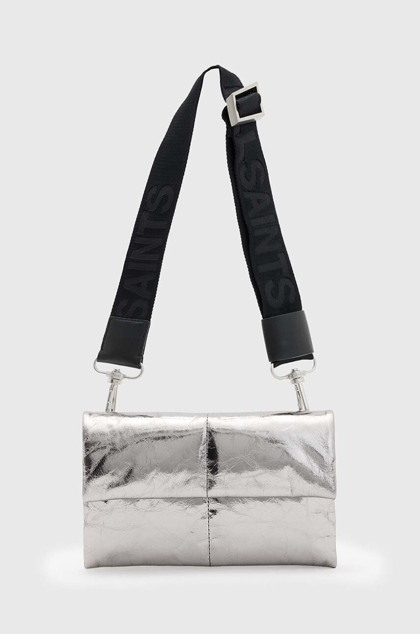 

Кожаная сумка AllSaints EZRA QUILT CROSSBODY, серебряный