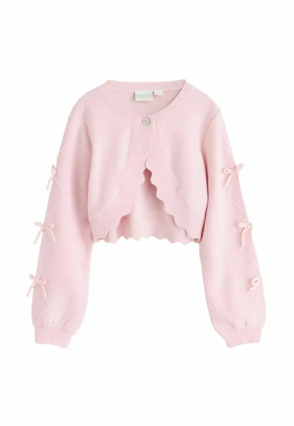 Кардиган прямого кроя с рукавами-бантом и фестончатым краем Baker By Ted Baker, Pink