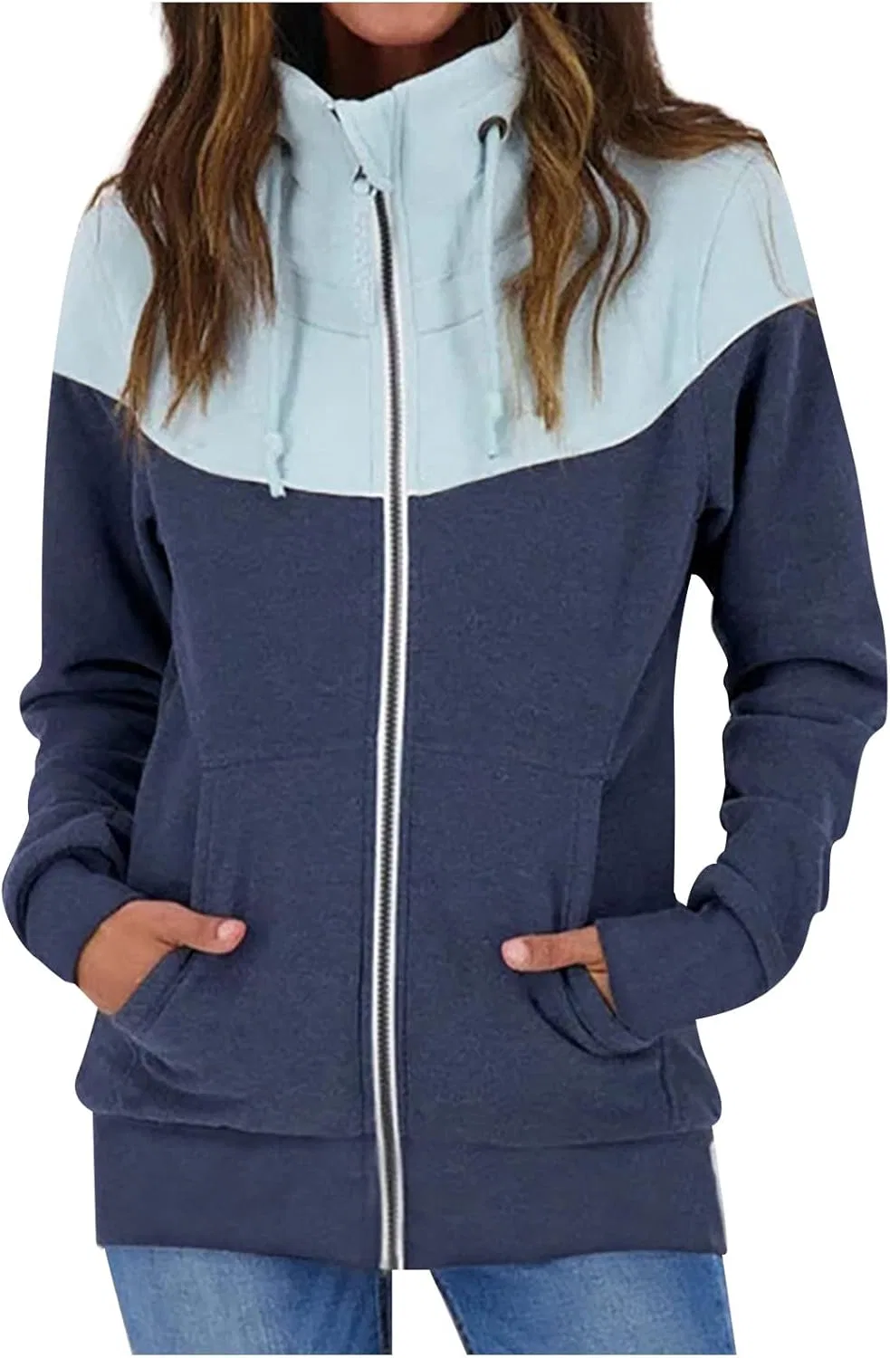 Женская худи молния ColorBlock, Navy