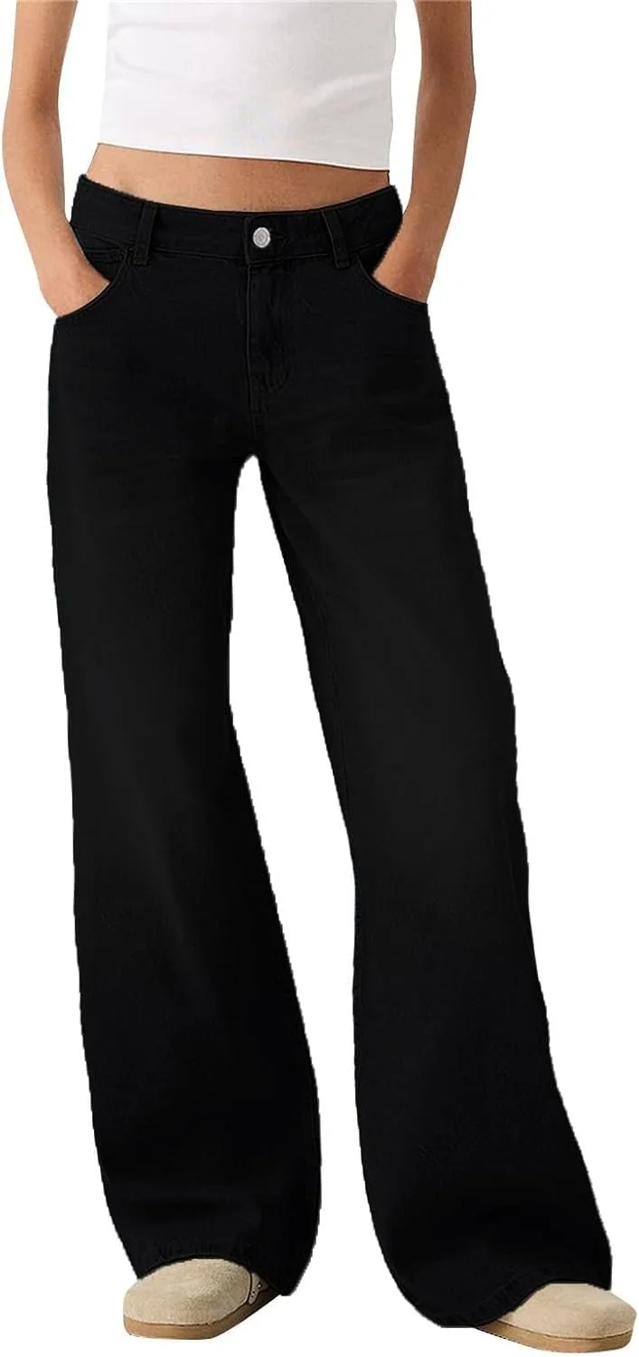 

Джинсы женские High Waisted Wide Flare, черные, Relaxed Fit LCMTWX