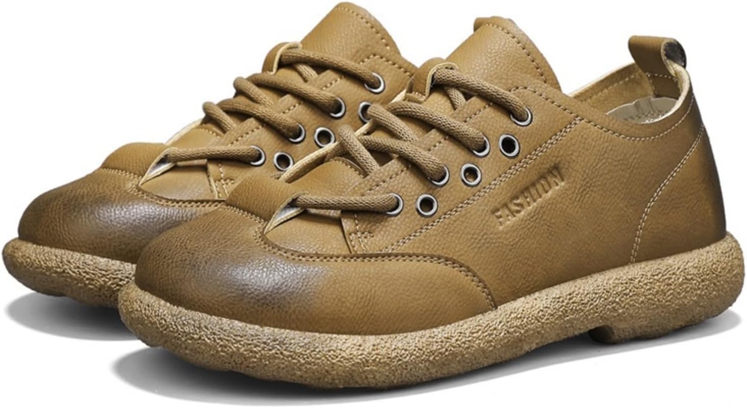

Мужские ретро-кроссовки QWUIEOIN из кожи, на платформе, с шнуровкой, для улицы, низкие, дышащие, с круглым носком, на плоской подошве, противоскользящие, повседневные дерби для вождения, прогулок и походов, хаки