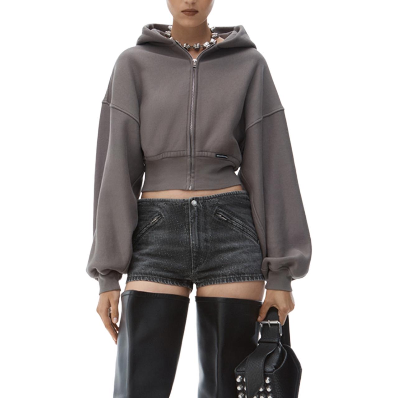 Футболка FW24 женская стираемая гранитного цвета Alexander Wang, выстиранный гранит — фото 3