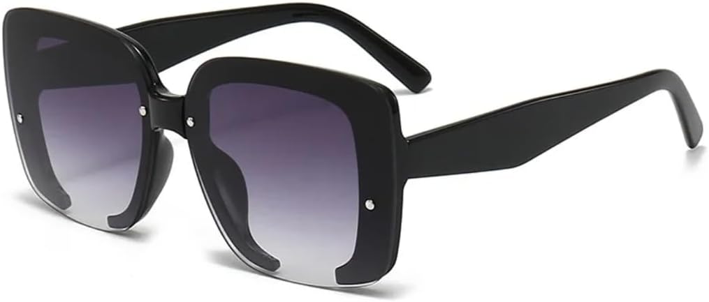 

Солнцезащитные очки для мужчин и женщин - защита UV400 - безободковая большая оправа с градиентными линзами для занятий спортом на открытом воздухе и вождения DSVIGF, Black