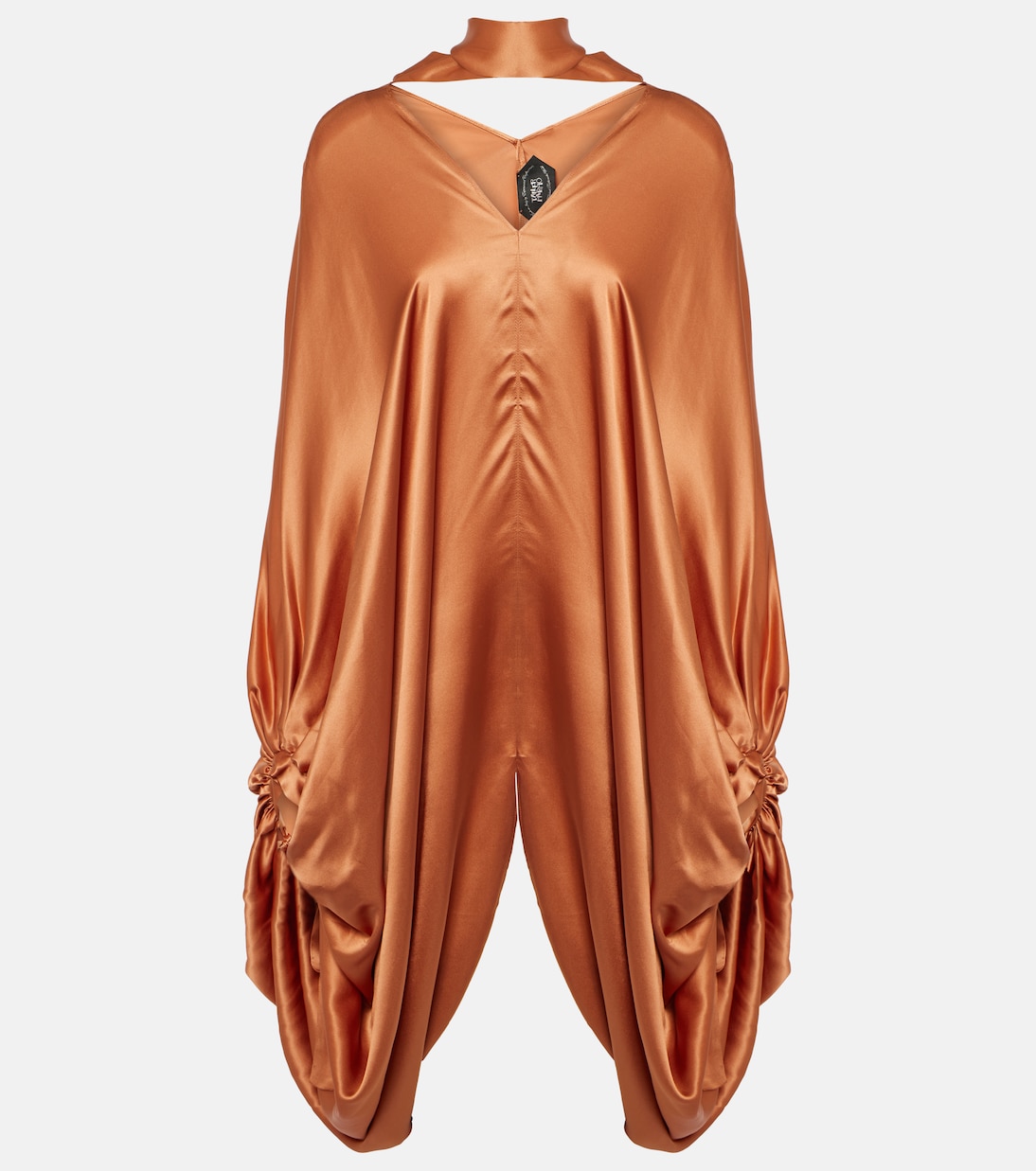 

Мини-платье из шелкового атласа с драпировкой Azores Taller Marmo, Terracotta