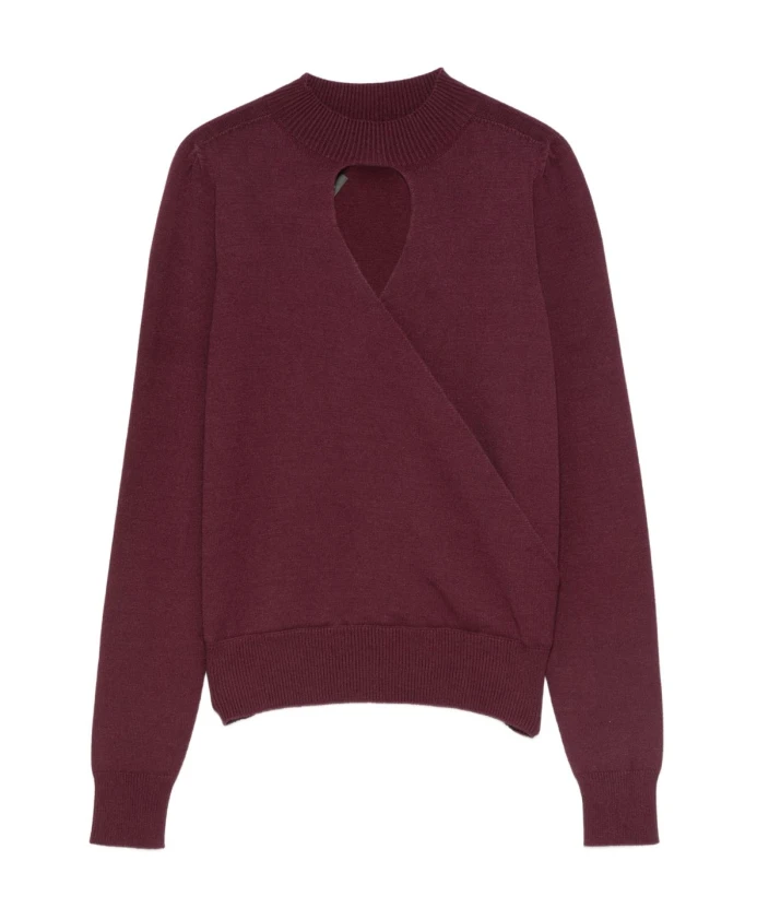 

Свитер с перекрестными лямками и вырезами Twinset, коричневый