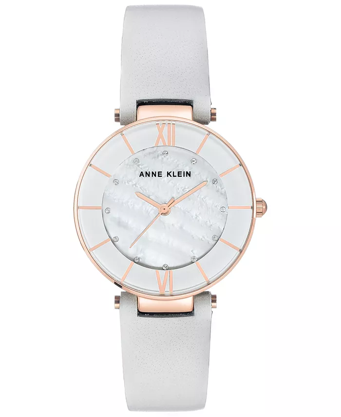 

Женские часы на кожаном ремешке светло-серого цвета, 32 мм Anne Klein