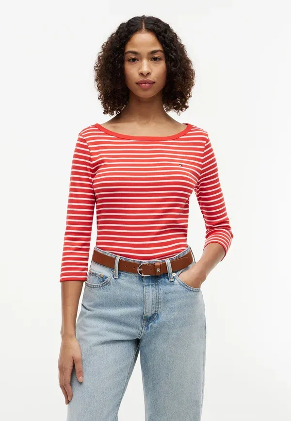 Топ с длинным рукавом и лодочкой Tommy Hilfiger, бретонский огненно-красный/экрю