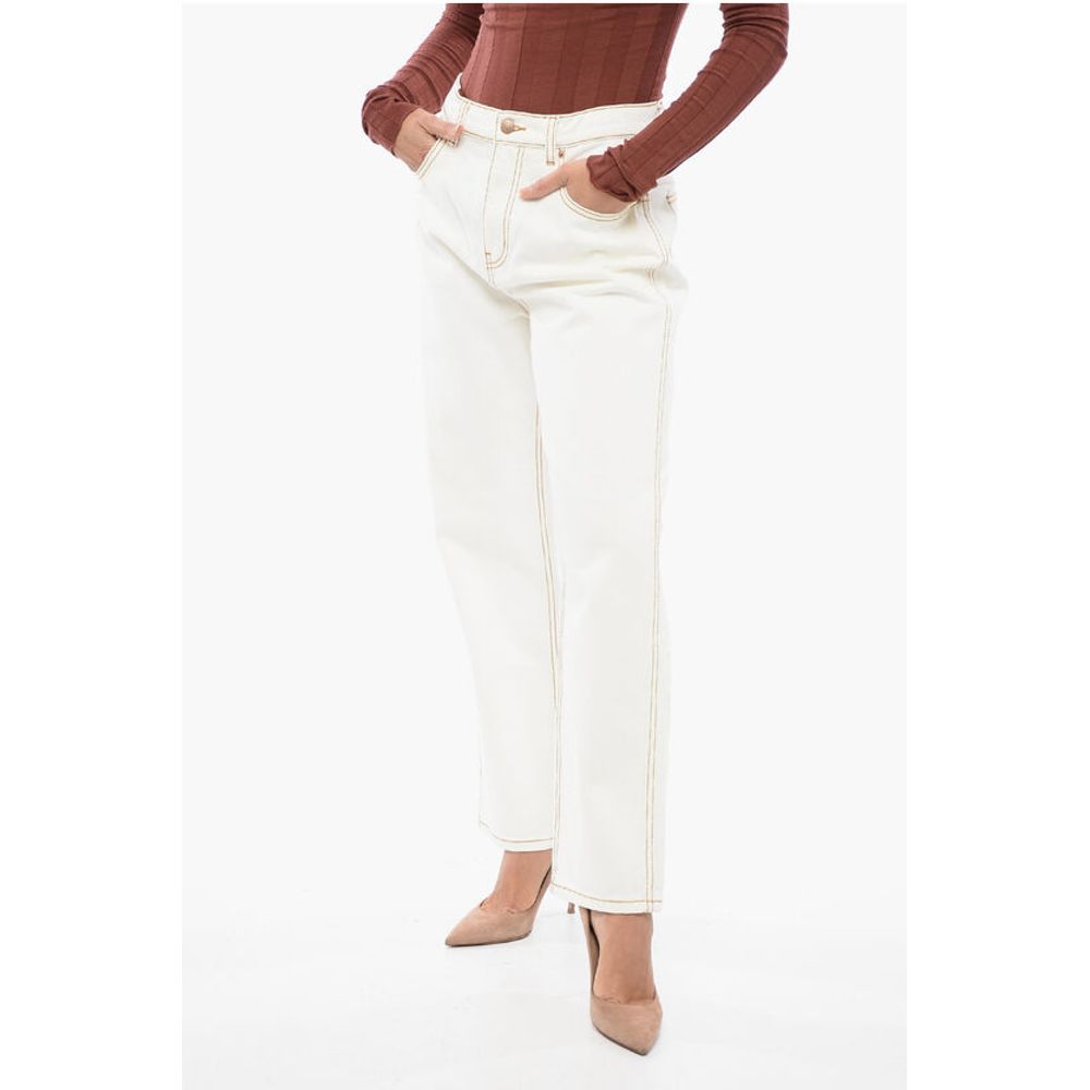 

Белые хлопковые джинсы Деним Tory Burch, White