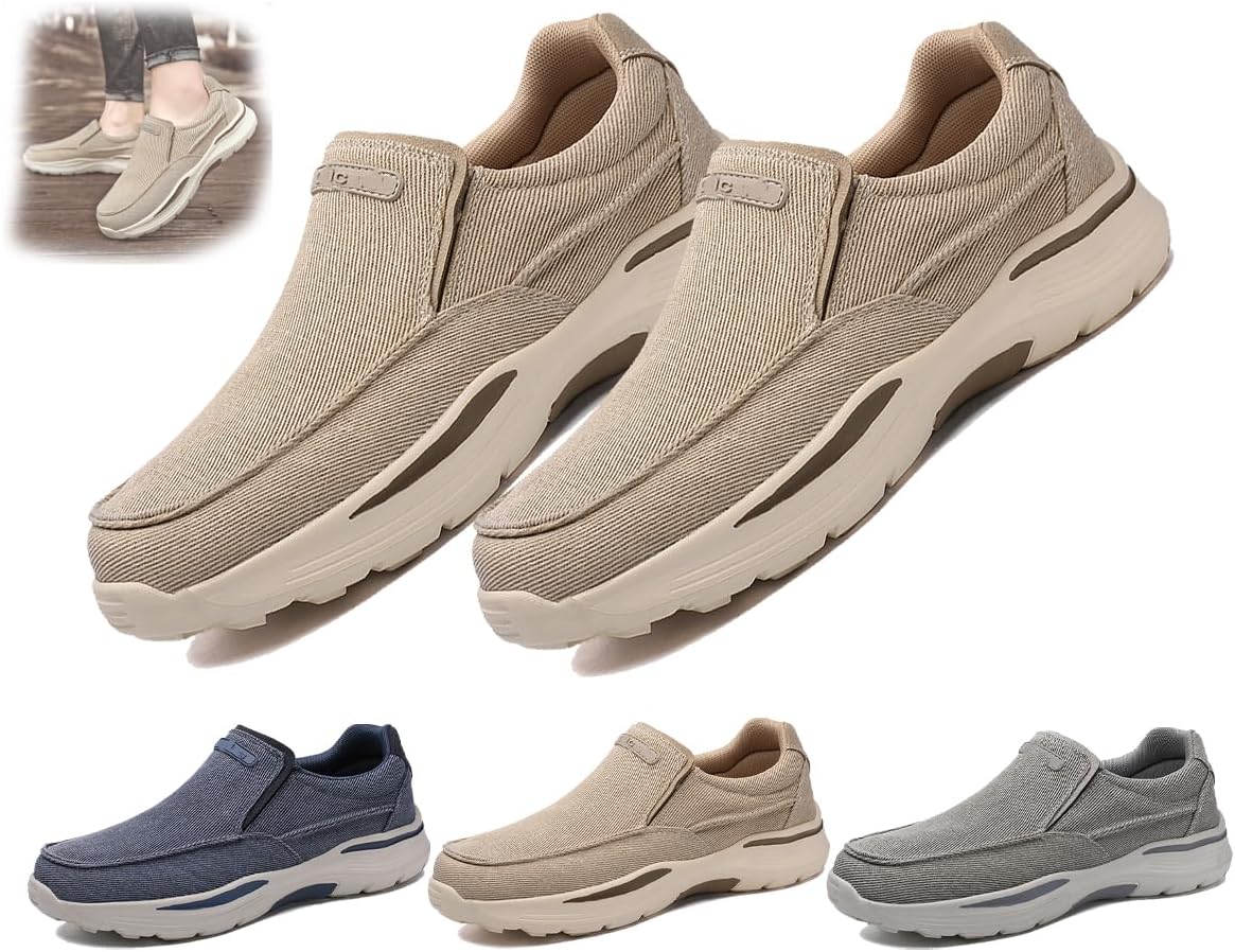 

Мужские дышащие холщовые лоферы на весну/осень, повседневные, противоскользящие, легкие, с поддержкой свода, модные кроссовки, мокасины, ортопедическая обувь Generic, Coffee-b Men's10