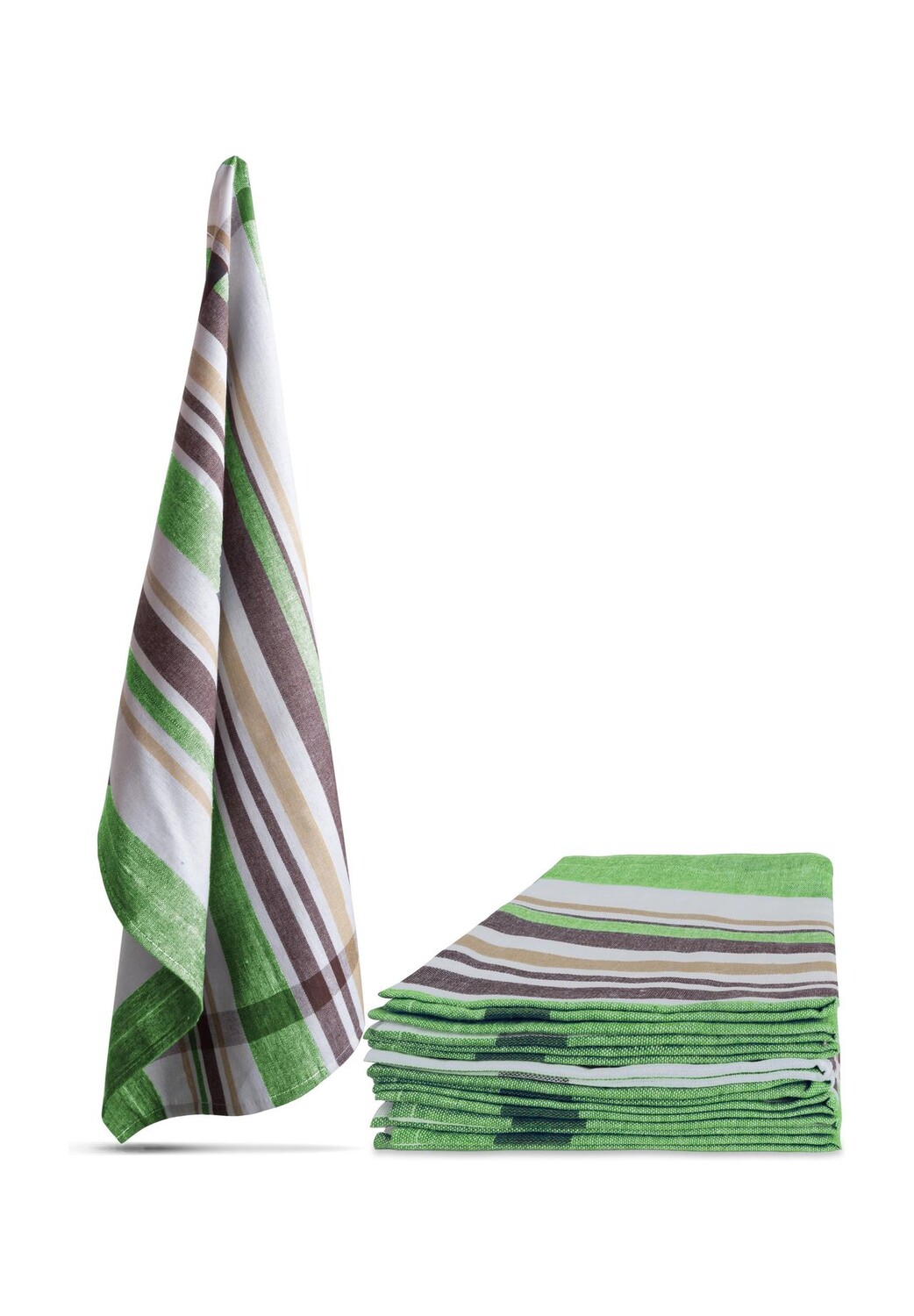

10 кухонных полотенец в полоску Toffee Stripe Aspero, зеленый