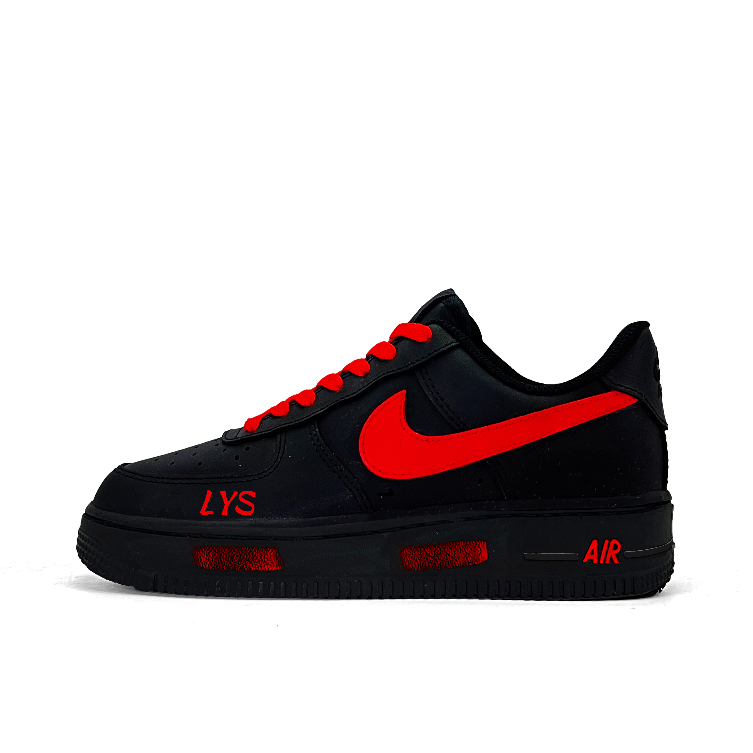 

Nike Кроссовки для скейтбординга Air Force 1 LYS Dark Fire Leather Abrasion Resistant низкие Unisex Black Red