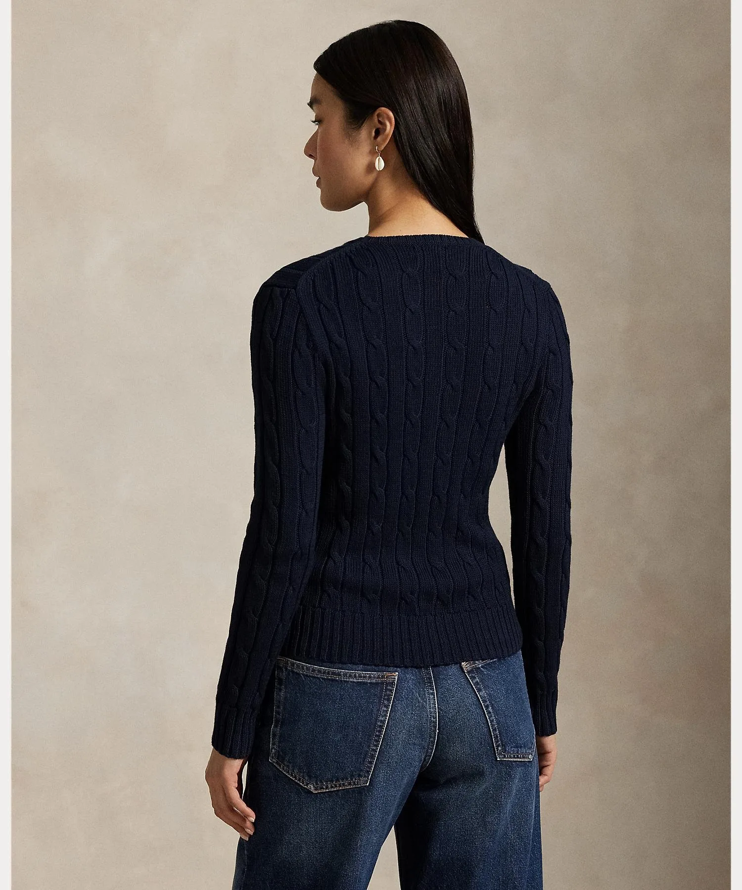 Хлопковый свитер с круглым вырезом и косами Polo Ralph Lauren, 400 Blue — фото 4