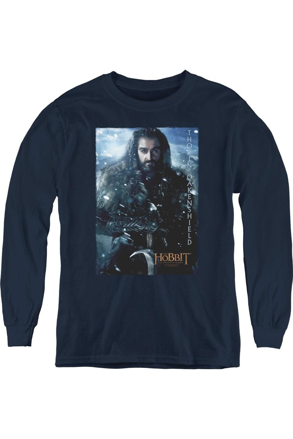 

Футболка с длинным рукавом для подростков "The Hobbit Thorin Poster" Gildan, темно-синий