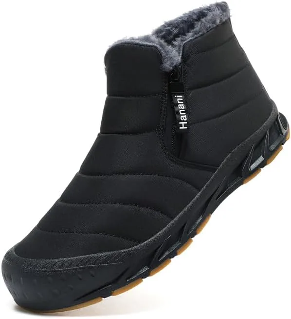 

Мужские зимние ботинки Hanani Mens Snow, водонепроницаемые, с меховой подкладкой, теплые ботинки до щиколотки, на молнии, удобные для прогулок и активного отдыха, черный