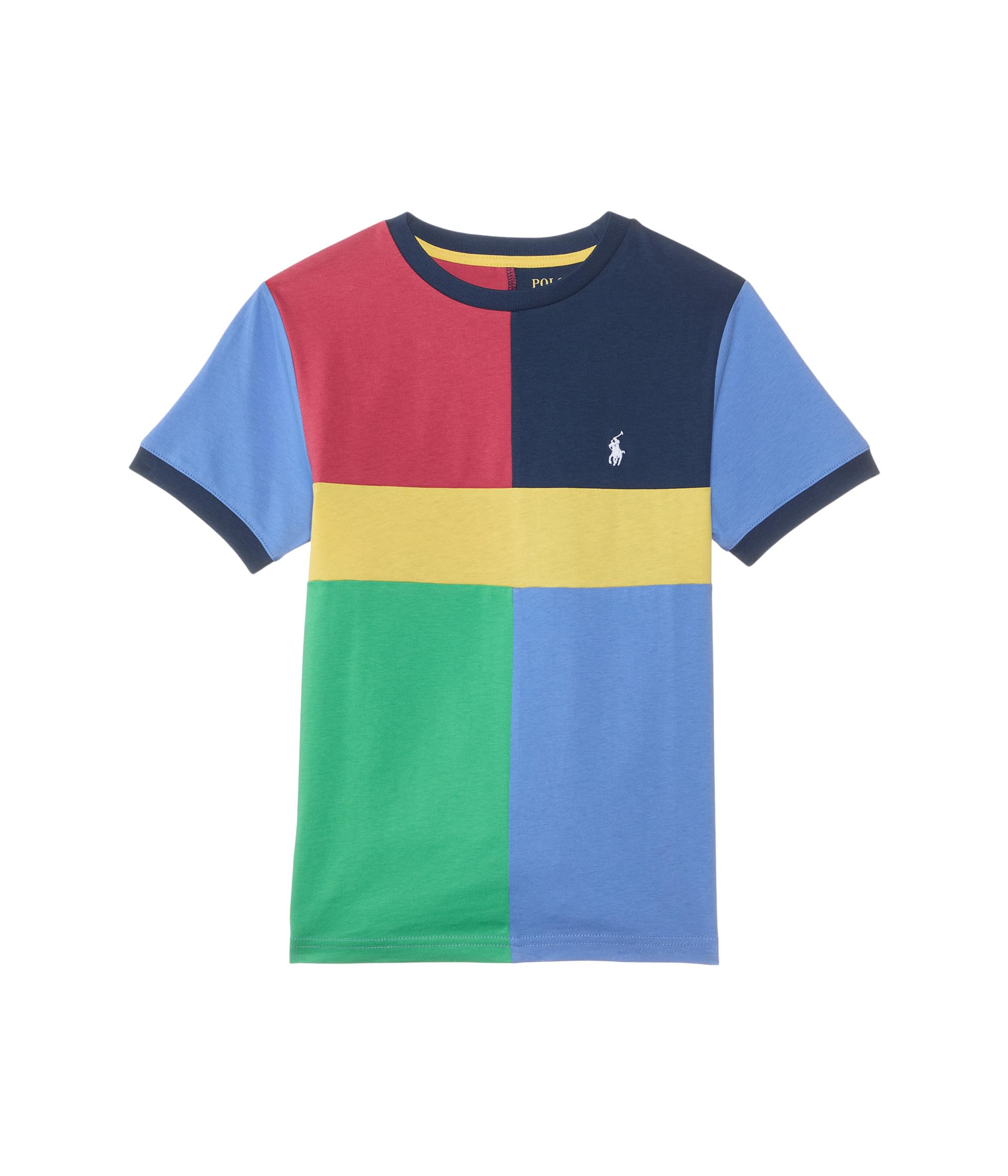

Футболка Polo Ralph Lauren Kids Color-Blocked Cotton Jersey Tee, цвет Harbor Island Blue Multi/C1730