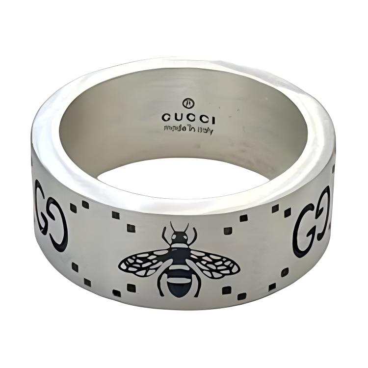 

Кольцо с гравировкой переплетенных букв G и Bee GUCCI, серебро