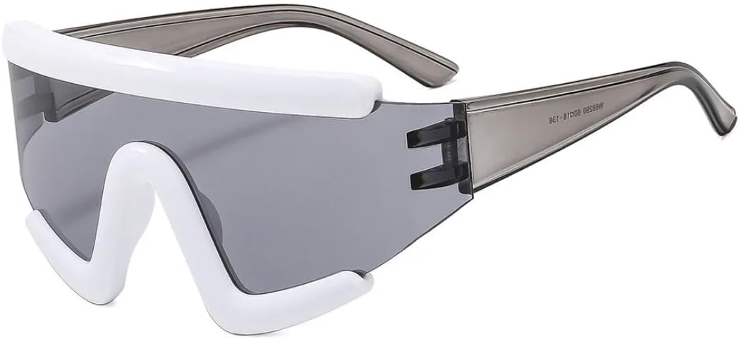 

Ретро-роскошные женские солнцезащитные очки в крупной интегрированной оправе, модные, для отдыха, спорта на открытом воздухе, велоспорта, мужские очки с защитой от УФ-излучения UV400 TKKTLLT, White Light Gray