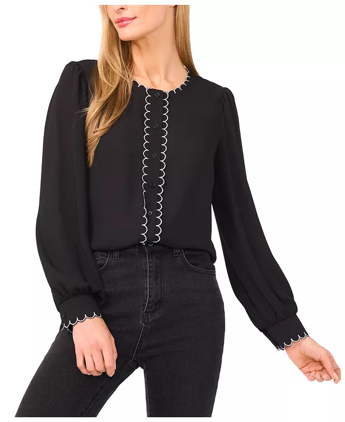 

Женская блуза с длинными рукавами на пуговицах Cece, черный